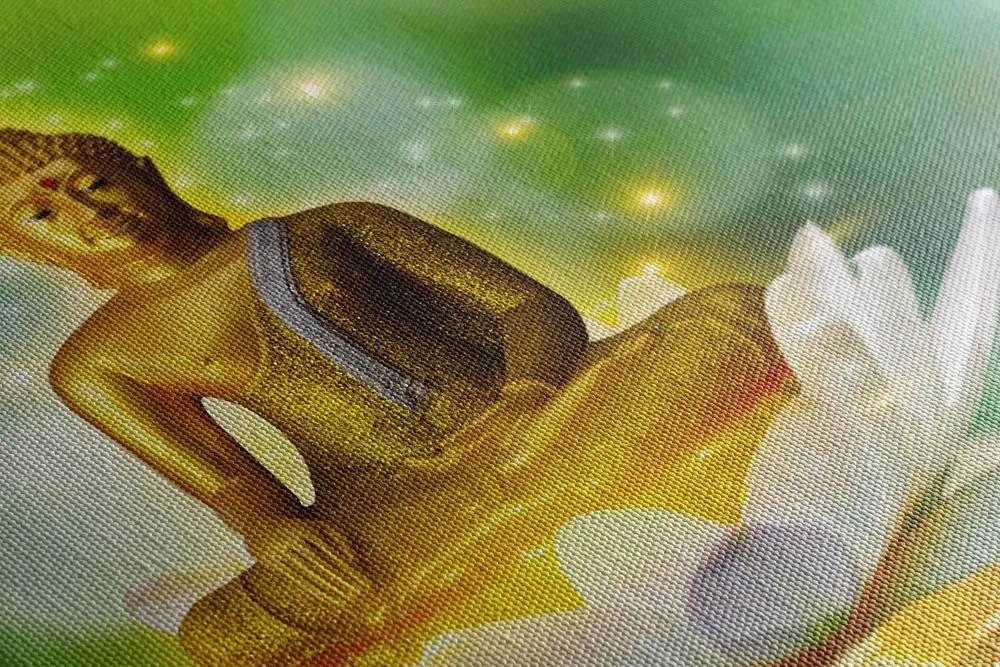Quadro su tela – Buddha dorato su fiore di loto