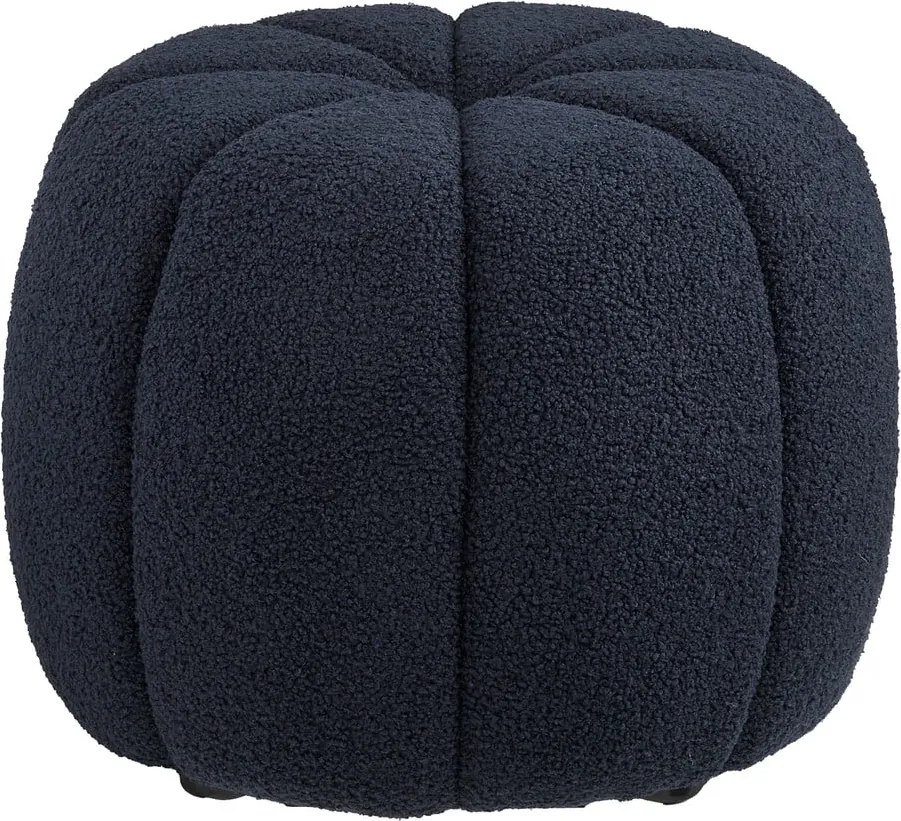 Poggiapiedi blu scuro con rivestimento in bouclé Paisley – House Nordic