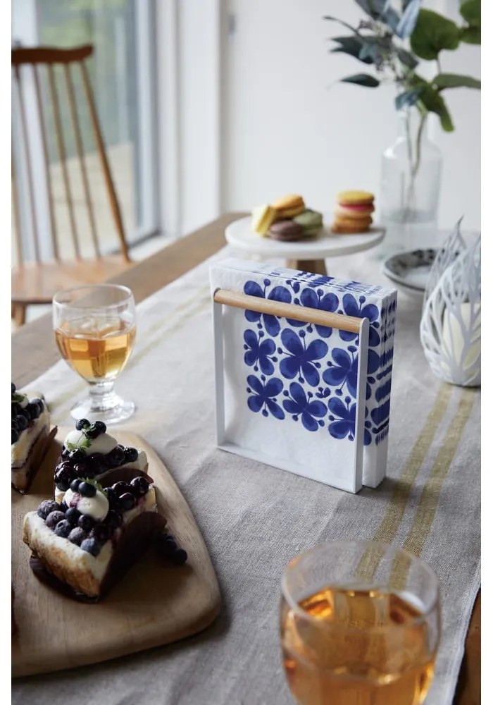 Portatovaglioli bianco con legno di faggio Yamazaki Tosca Tower - YAMAZAKI