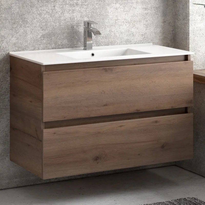 Mobile bagno 100cm con lavabo a incasso installazione sospesa TOD-100LA - KAMALU