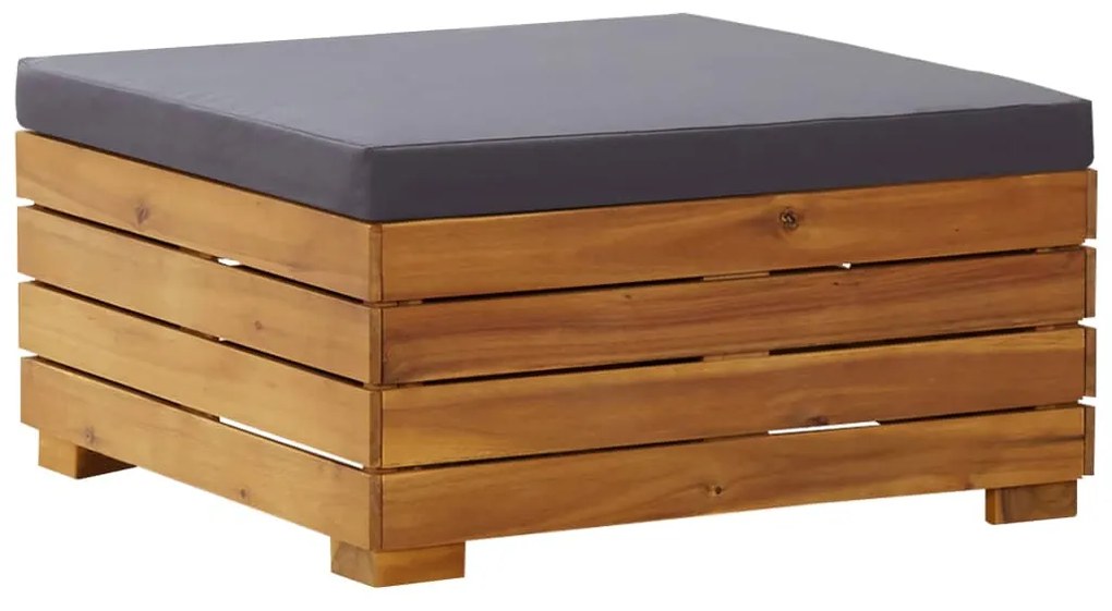 Pouf Modulare 1 Pz Con Cuscino İn Legno Massello Di Acacia /