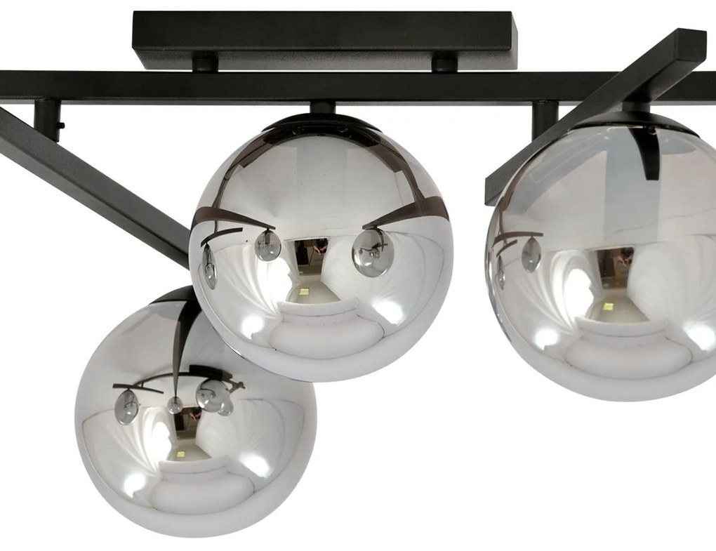 Lampadario da Soffitto in Acciaio e Vetro SMART 5 Nero 5xE14
