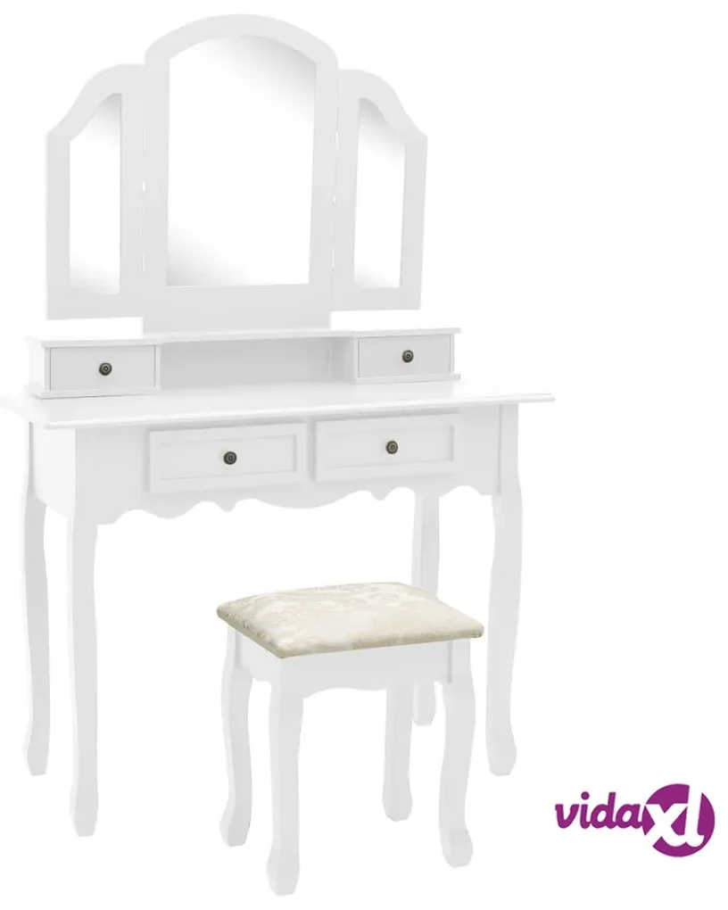 Postazione trucco shabby chic legno massello di pino bianco e rovere