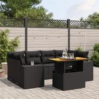 Set Divani da Giardino con Cuscini 7pz Nero Polyrattancod mxl 88727