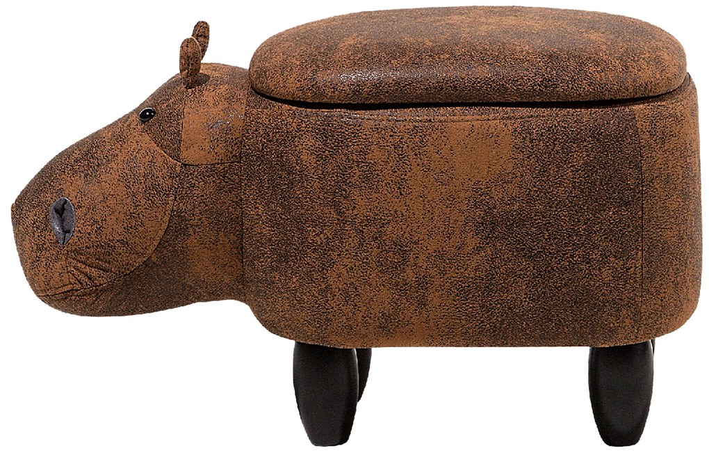 Pouf in tessuto similpelle marrone chiaro HIPPO Beliani