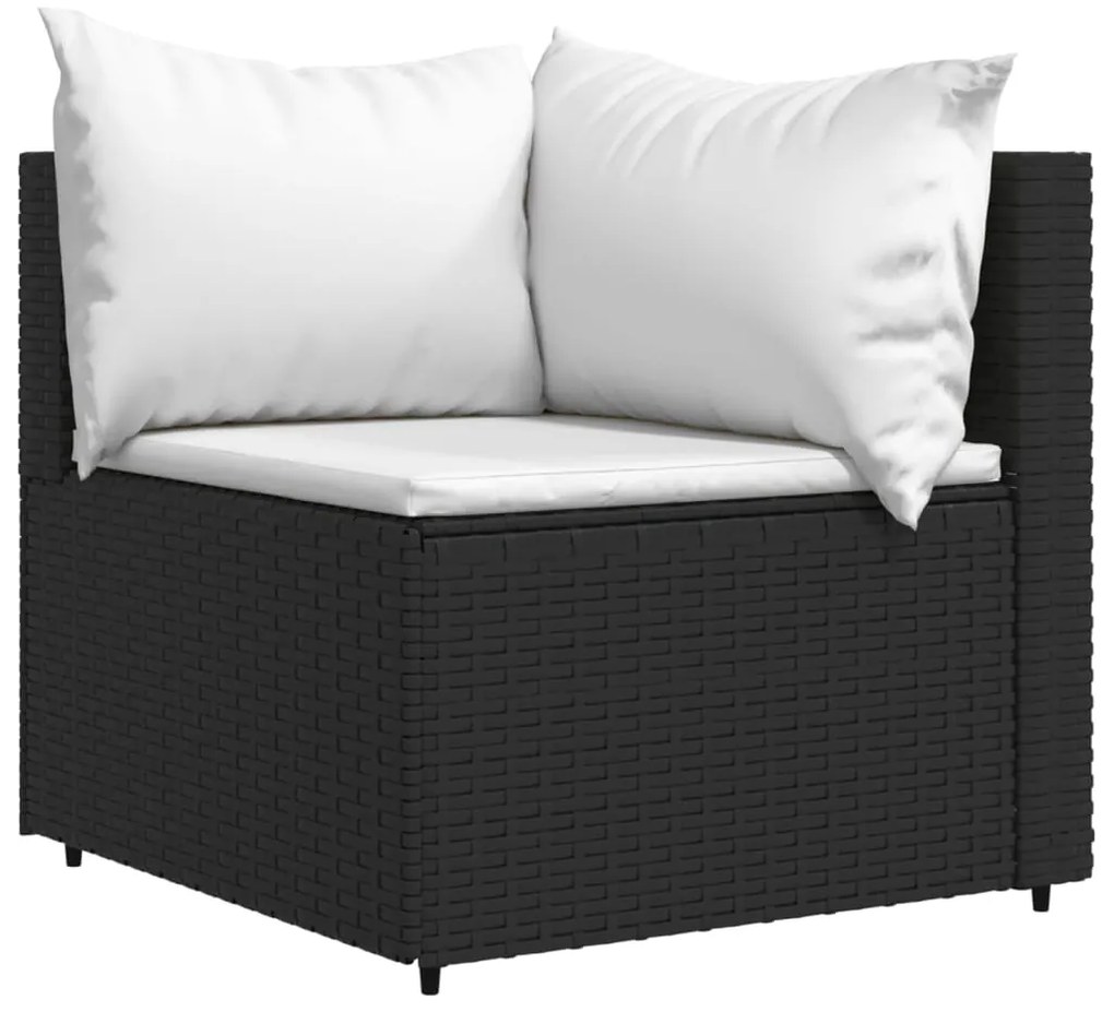 Set divani da giardino 4 pz con cuscini nero in polyrattan