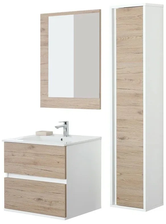 Composizione Bagno Sospesa 60 cm Colore Rovere di Bordeaux 2 Cassetti