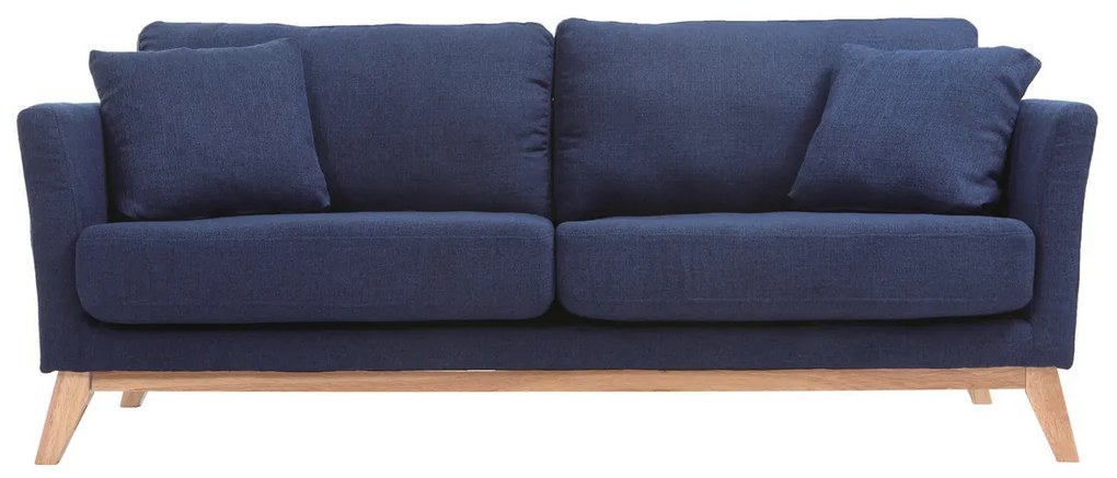 Divano scandinavo 3 posti blu scuro piedi legno OSLO