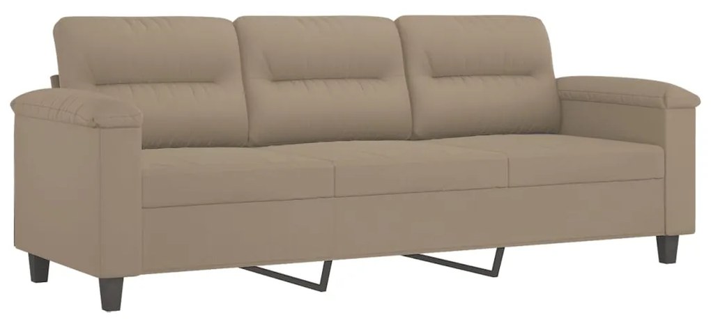 Set divani 2 pz con cuscini tortora in tessuto microfibra