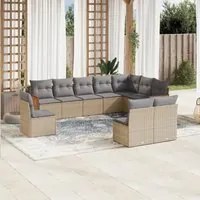 Set Divano da Giardino 10 pz con Cuscini Beige in Polyrattancod mxl 115163