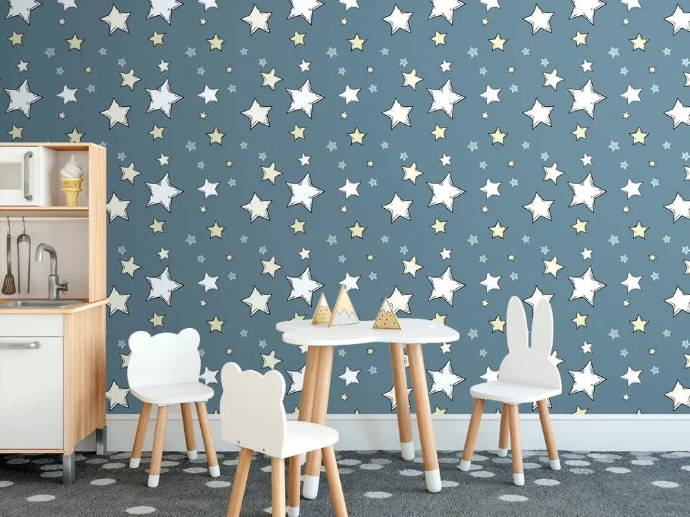 Carta da parati – Stelline spaziali con sfondo blu
