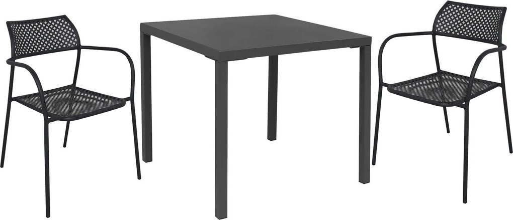 INDEX - set tavolo in metallo cm 80 x 80 x 73h con 2 poltrone Aviim