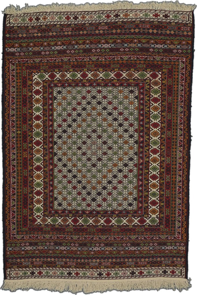 Kilim Tappeto 140 x 90 Marrone (Afghanistan) Tessuto A Mano