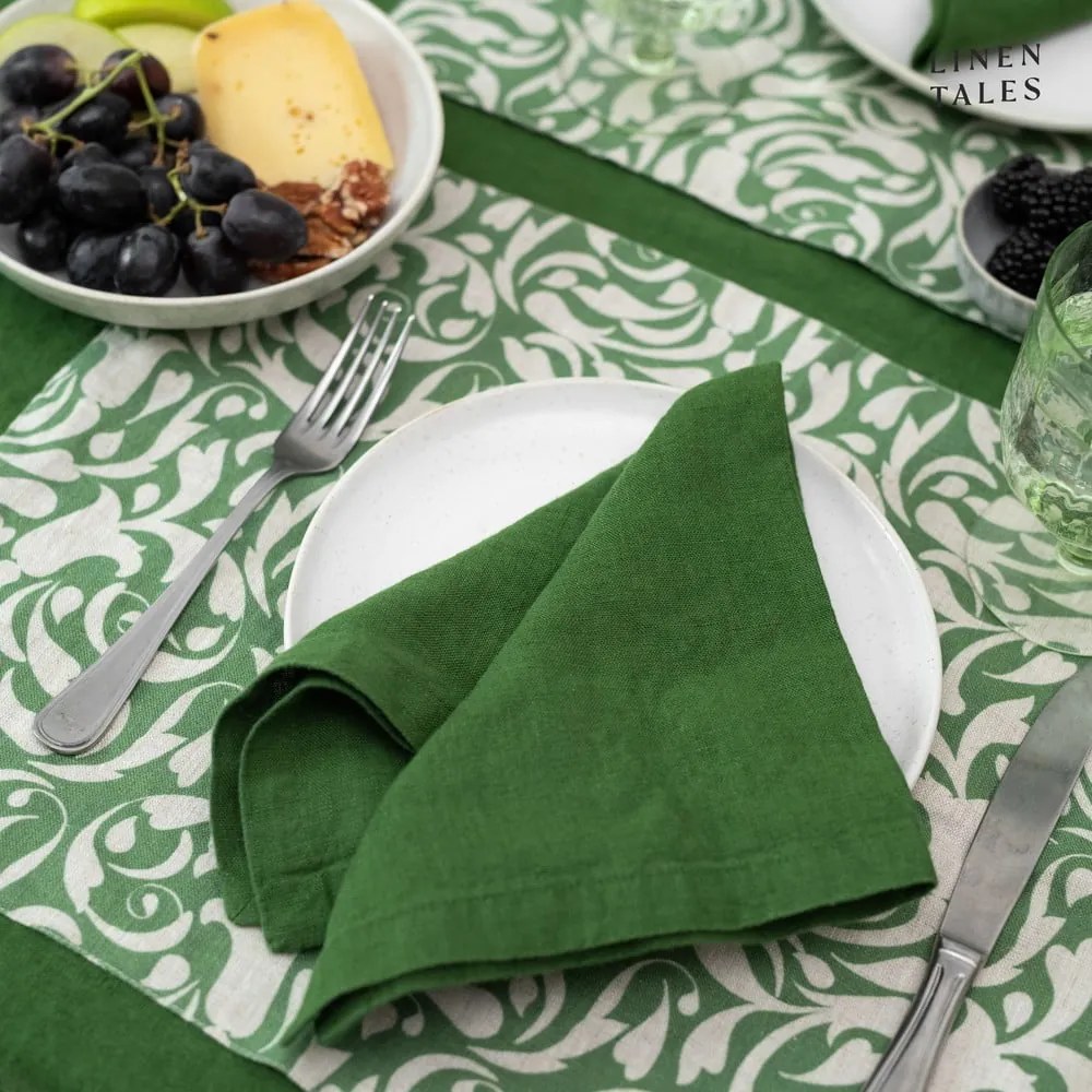 Tovaglietta in lino 35x45 cm Evergreen Damask – Linen Tales