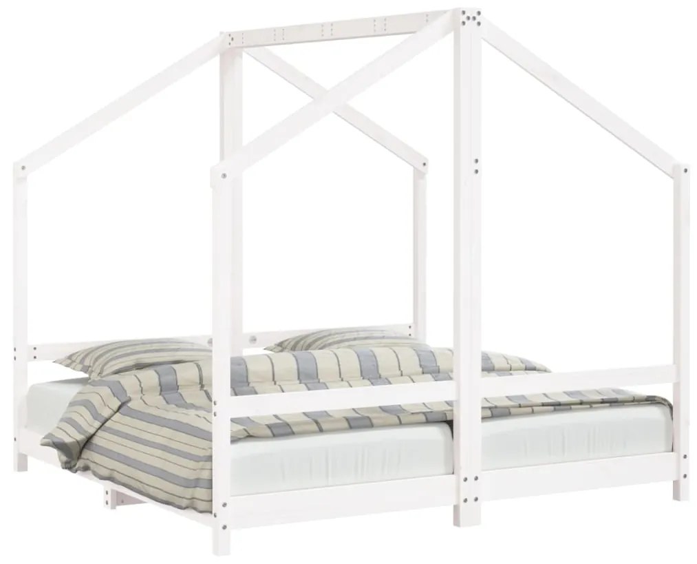 Giroletto per bambini bianco 2x(80x160)cm legno massello pino