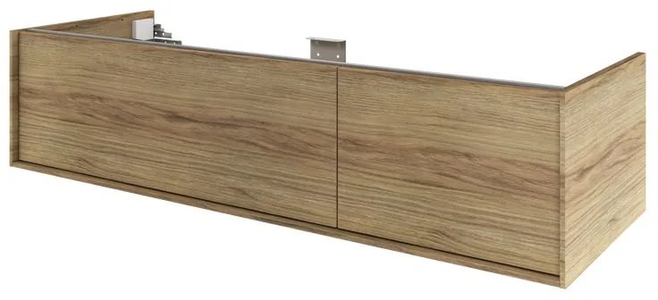 Mobile da bagno sospeso sotto lavabo L 135 x H 32 x P 48 cm rovere satinato, 2 cassetti SENSEA Neo Frame