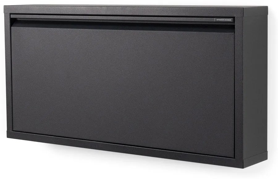 Scarpiera nera in metallo con ante ribaltabili 75x37,5x12,5 cm Billy – Spinder Design