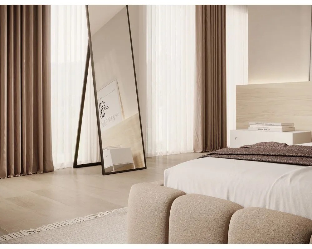 Letto singolo imbottito marrone chiaro con contenitore con rete inclusa 90x200 cm Lamica – ELTAP