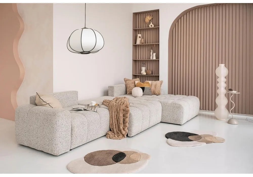 Divano angolare componibile beige allungabile/con contenitore (con penisola a destra) Lulu – Miuform
