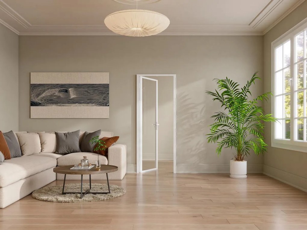 Blocco porta reversibile H204 x L73 cm in Alluminio e Vetro temperato Bianco  - LOXTON