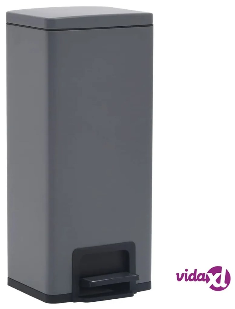 vidaXL Pattumiera a Pedale Anti-Impronte 30 L Grigia in Acciaio Inox