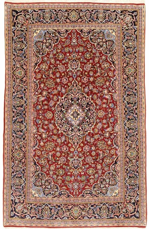 Kashan Tappeto 230 x 140 Rosso (Iran) Annodato A Mano