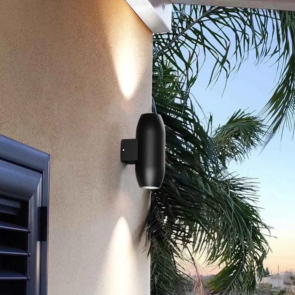 Applique Ovale Bidirezionale IP65 GU10 per esterni Grande - Nera