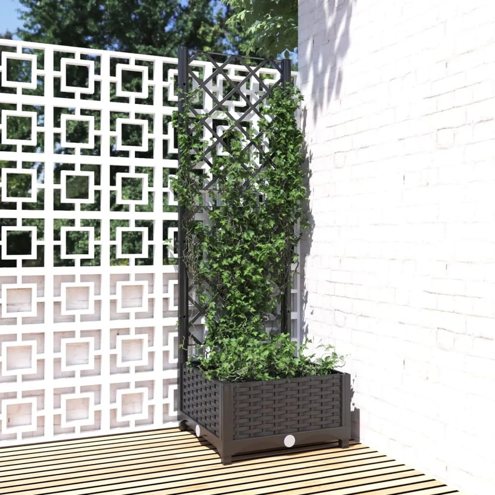 Fioriera Da Giardino Con Graticcio Nero 40x40x121,5 Cm İn Pp /