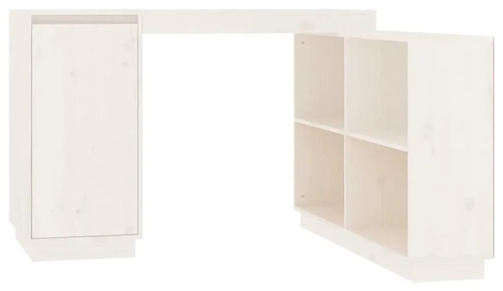 Scrivania bianca 110x50x75 cm in legno massello di pino