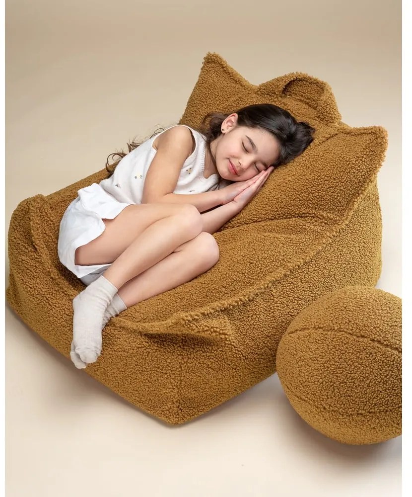 Pouf a sacco per bambini marrone con rivestimento in bouclé Chair – Wigiwama