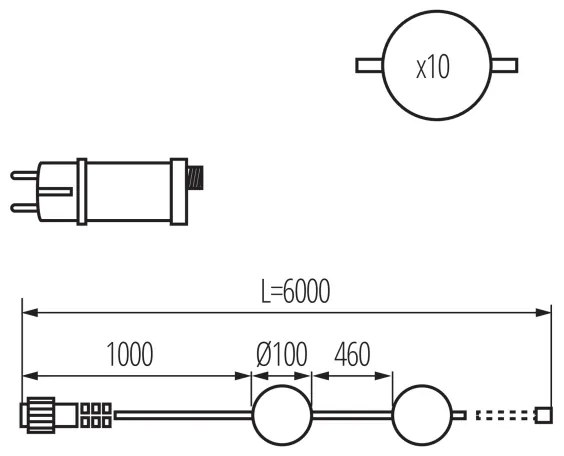 Kanlux 38031-Catena decorativa da esterno LED GHIRLANDA STONO 10xLED/10W/230V 6m IP67