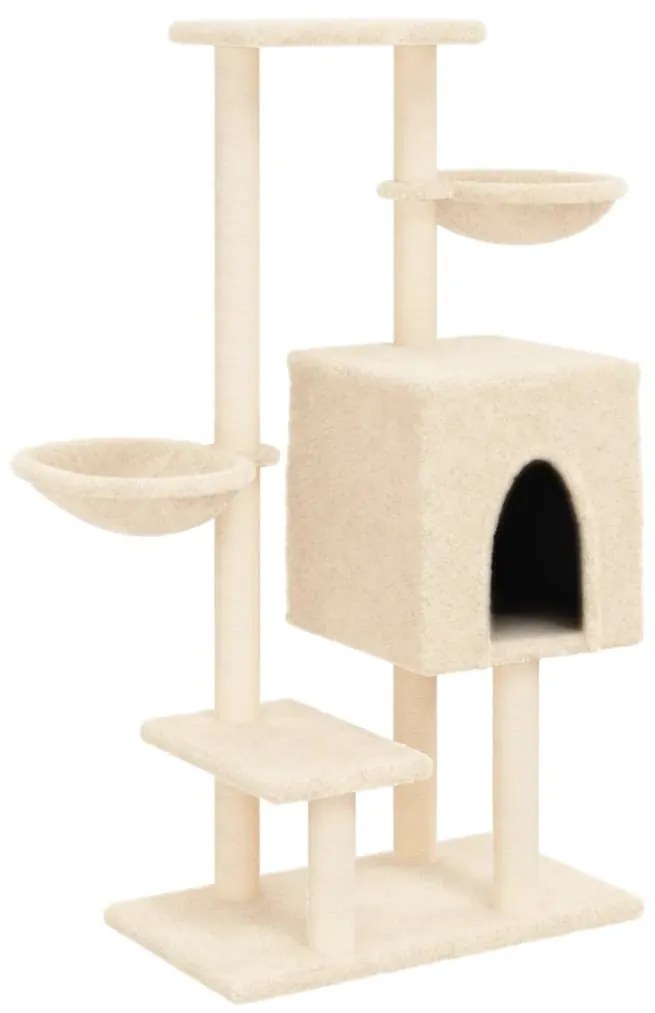 Albero per gatti con tiragraffi in sisal crema 117 cm