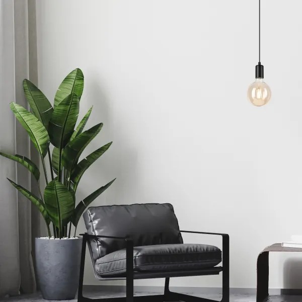 Lampadario a sospensione con filo ASTRID 1xE27/60W/230V opaco nero