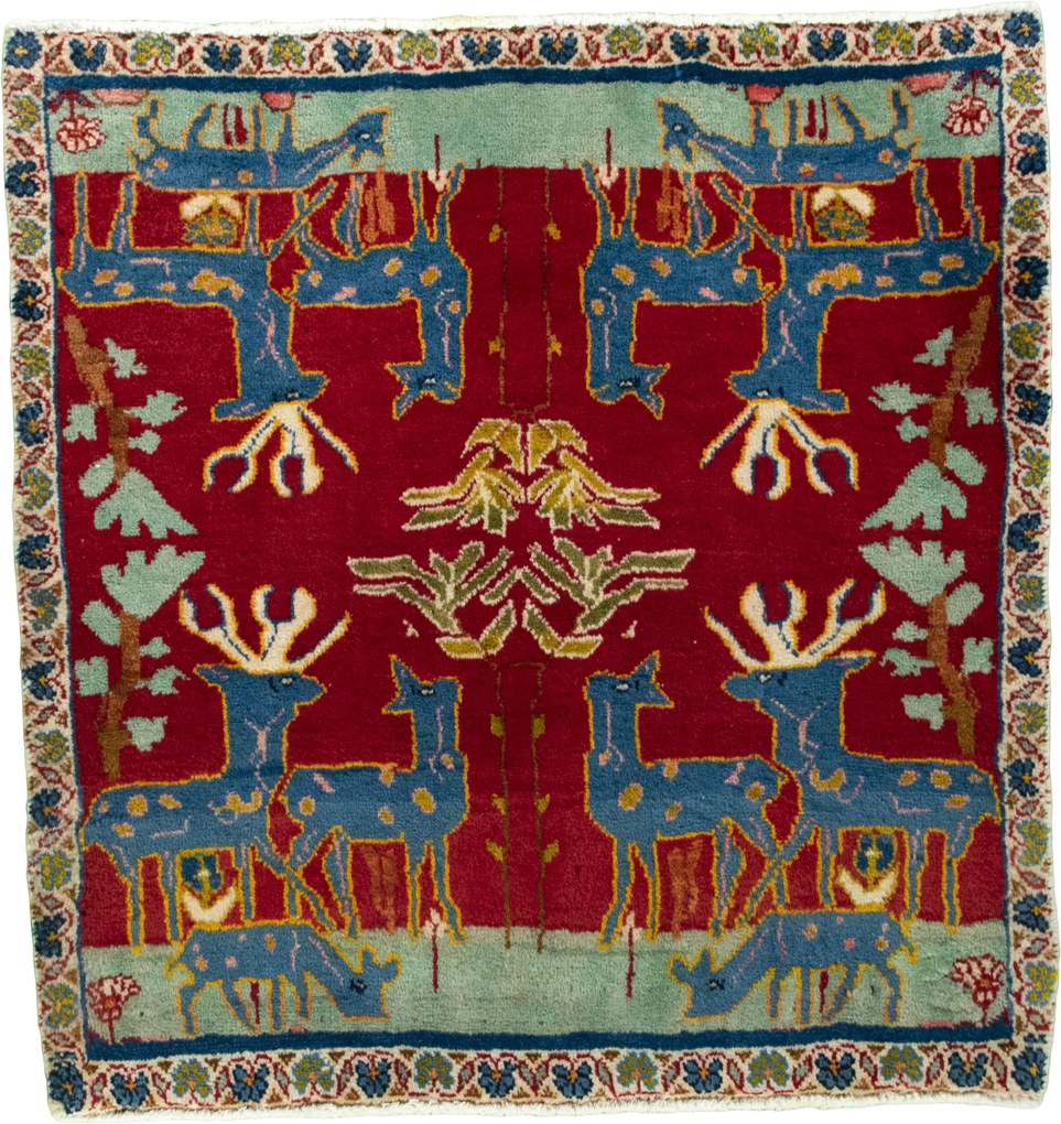 Shiraz Tappeto 80x70 Rosso (Iran) Annodato A Mano