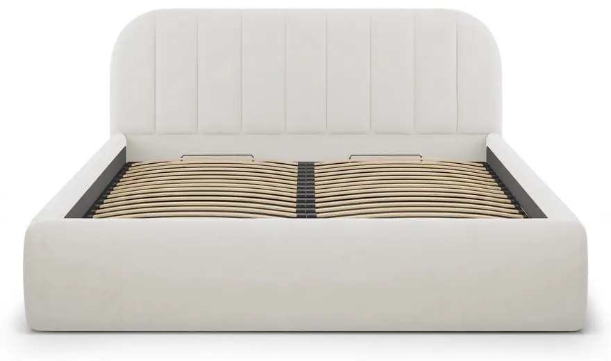 Letto matrimoniale imbottito beige con contenitore con rete inclusa 160x200 cm Juno – Windsor &amp; Co Sofas