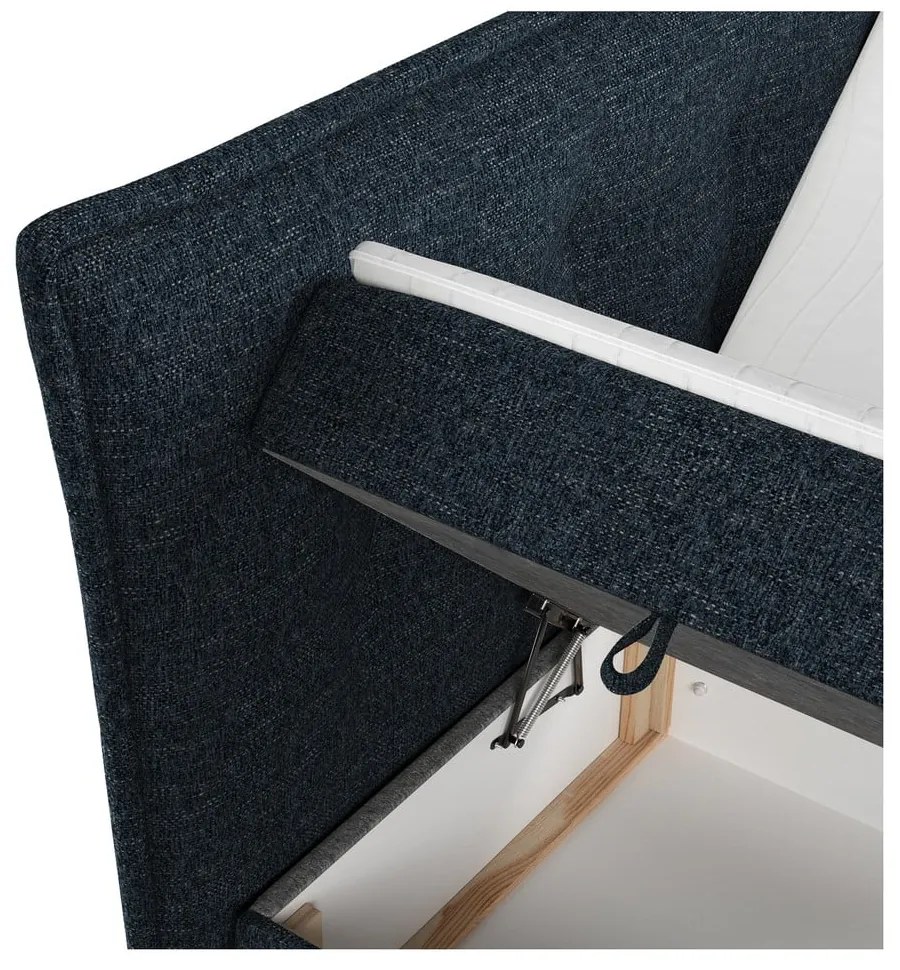 Letto boxspring blu scuro con contenitore 180x200 cm Sinai - Maison de Rêve