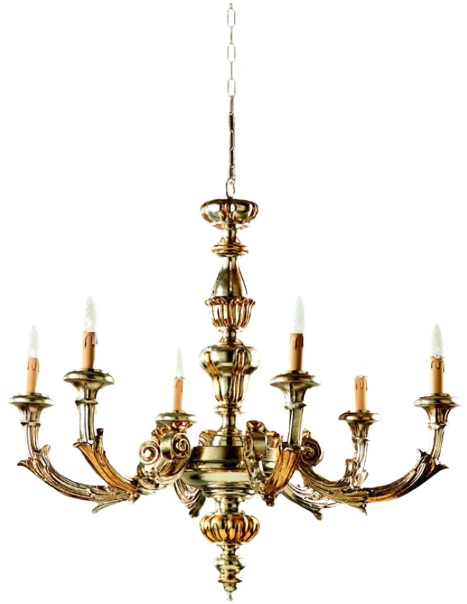 Lampadario In Legno Classico Argento Mecca 6 Luci Rondone