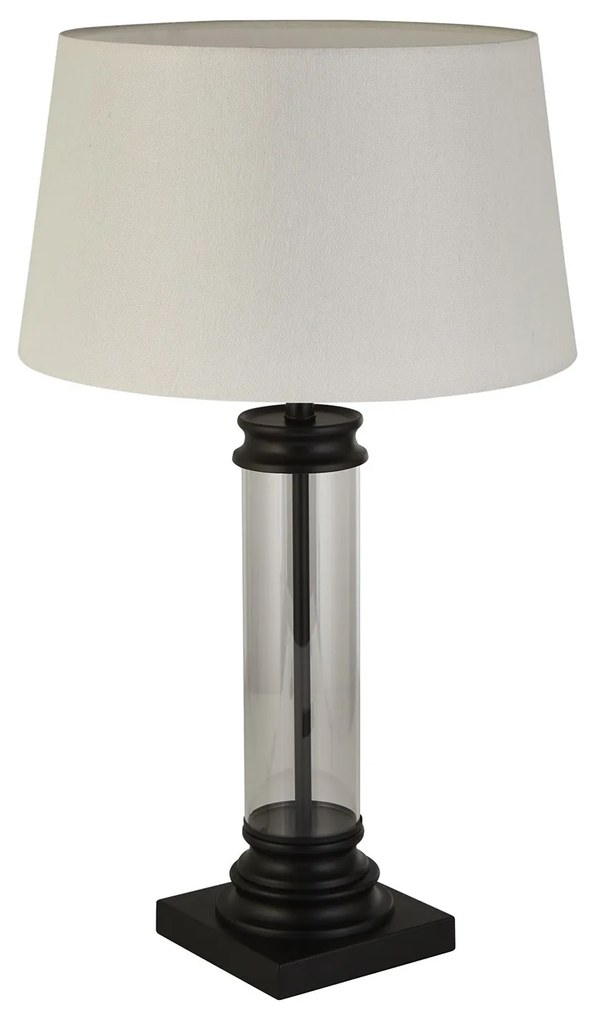 Lampada Scrivania Contemporanea Pedestal Acciaio Nero Vetro Bianco 1 Luce E27