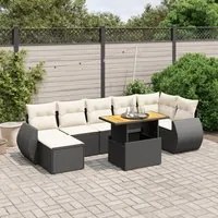 Set Divani da Giardino con Cuscini 8 pz Nero in Polyrattan 3275821