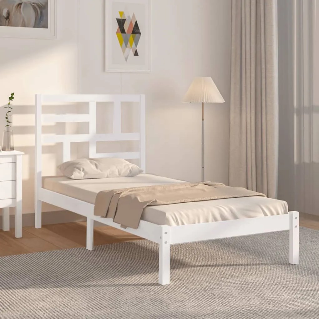 Giroletto Bianco İn Legno Massello 90x190 Cm Single /