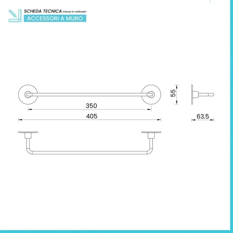 Barra porta asciugamani a muro da 35 cm in acciaio cromato Idea