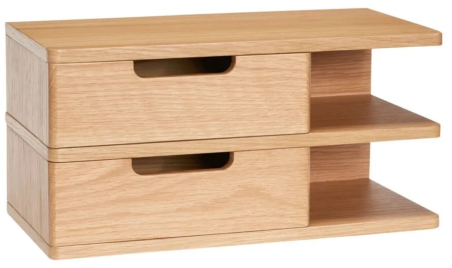 Comodino sospeso con ripiani in legno di quercia in colore naturale Öppen - Hübsch