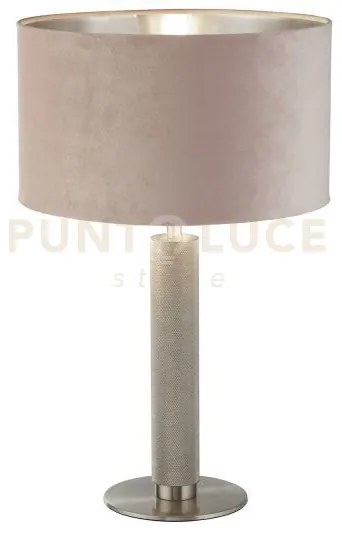 Lampada da tavolo london - paralume in velluto rosa e argento satin...