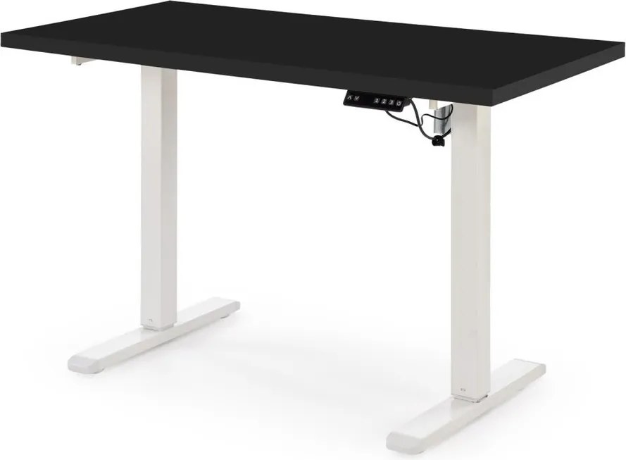 Scrivania regolabile B54 con piano nero e struttura bianca – 120x60x75-120 cm