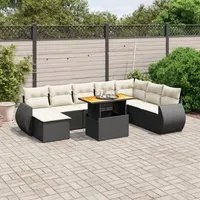 Set Divani da Giardino 9 pz con Cuscini Nero in Polyrattan 3272330