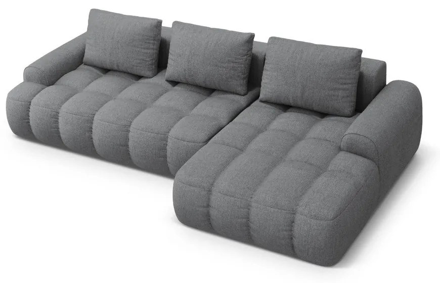 Divano angolare grigio allungabile/con contenitore (con penisola a destra/con chaise lounge) Linz – Cosmopolitan Design