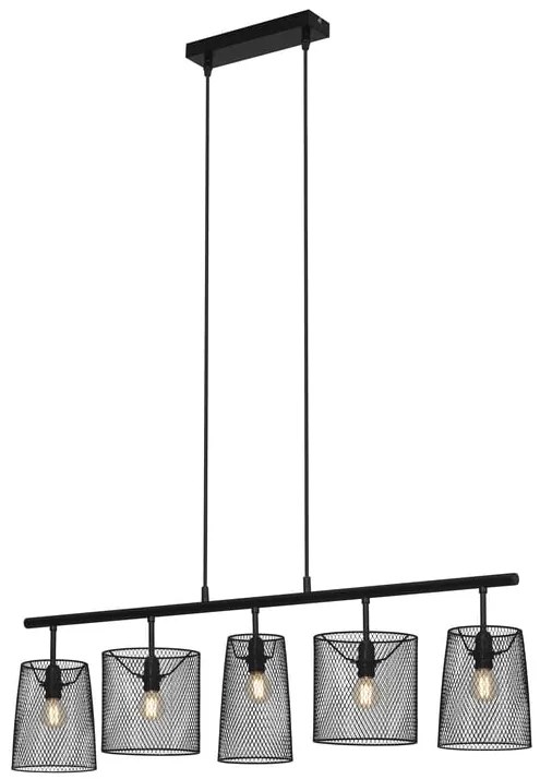 Lampadario Design Retro nero paralume nero 5x E14 BRILONER