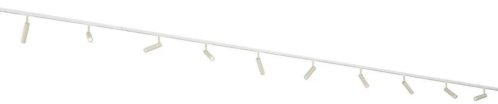 Sistema di illuminazione a binario moderno con 10 faretti beige e bianchi monofase - Slimline Uzzy