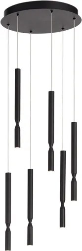 Lampada a sospensione LED a 6 Luci in metallo verniciato 35 cm Nero TUBIC