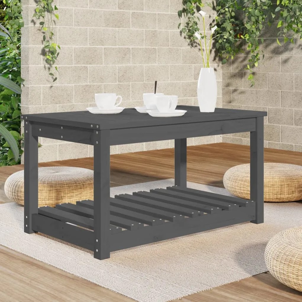 Tavolo da giardino grigio 82,5x50,5x45 cm legno massello pino